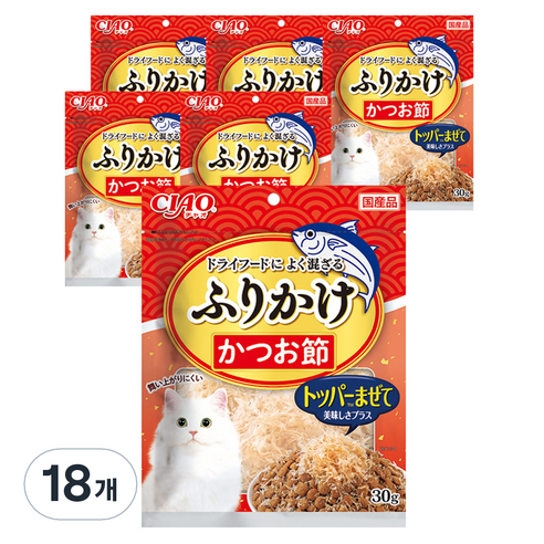 챠오츄르 이나바 고양이 후리가케 토퍼, 가다랑어포, 30g, 18개