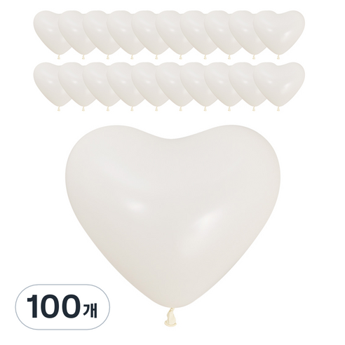 셈퍼텍스 하트풍선 30cm, 화이트, 100개