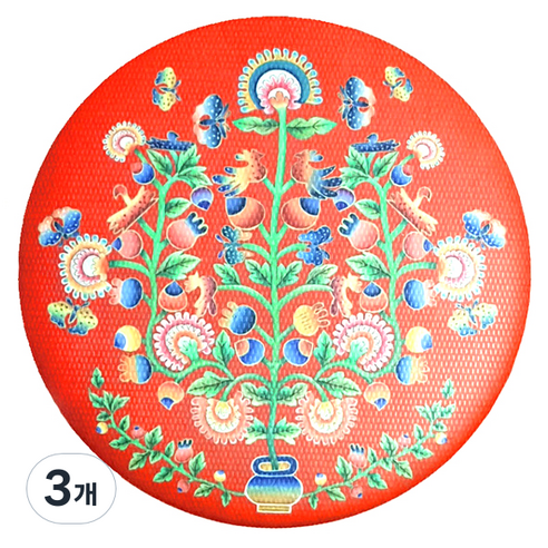 디자인가안채 양면손거울 자수 75 x 75 mm, 레드, 3개