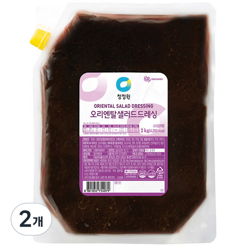 청정원 오리엔탈 샐러드 드레싱, 2개, 2kg