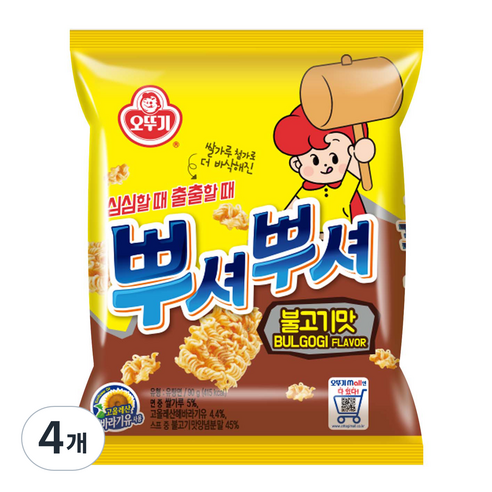 오뚜기 뿌셔뿌셔 불고기맛, 90g, 4개