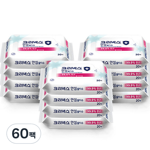 크리넥스 안심 물티슈, 20매, 60개