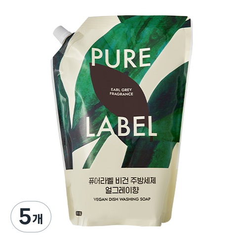 퓨어라벨 비건 주방세제 얼그레이향 리필, 5개, 1L