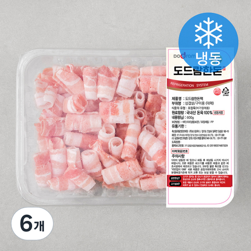 도드람 한돈 대패 삼겹살 구이용 (냉동), 600g, 6개