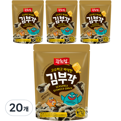 광천김 고소하고 바삭한 허니콘소메맛 김부각, 50g, 20개