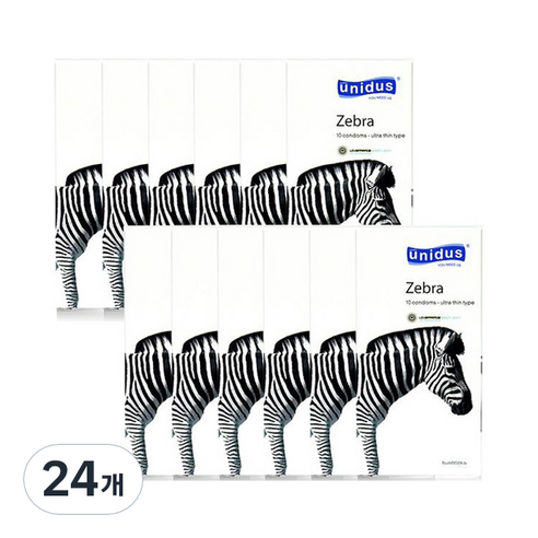 유니더스 지브라 울트라씬 일반형 콘돔, 10개입, 24개