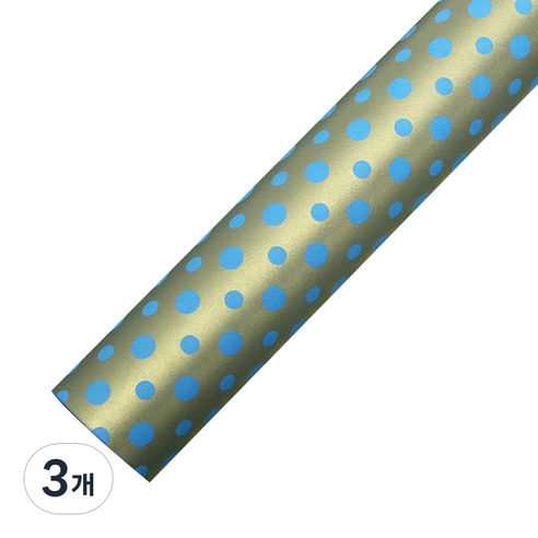 영프라자 더블도트 종이롤 포장지 53cm x 20m, 블루, 3개
