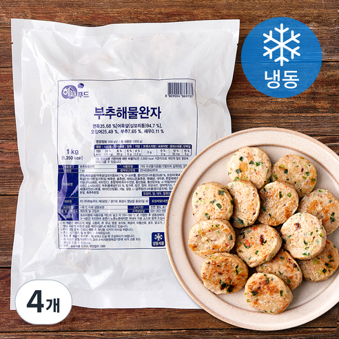 하늘푸드 부추해물완자 (냉동), 1kg, 4개