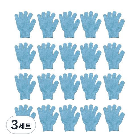 윰스 다섯손가락 샤워타월장갑 블루, 3세트, 20개입