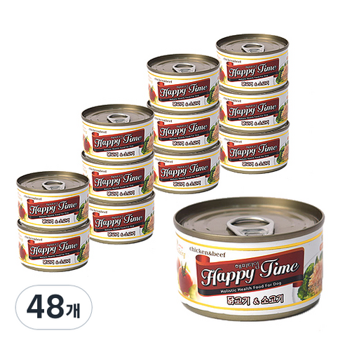 해피타임 강아지 간식캔 100g, 닭고기 + 소고기 혼합맛, 48개