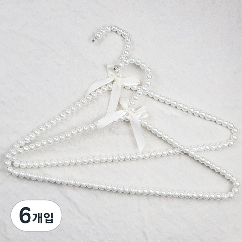 원모아 진주 옷걸이, 화이트, 6개입