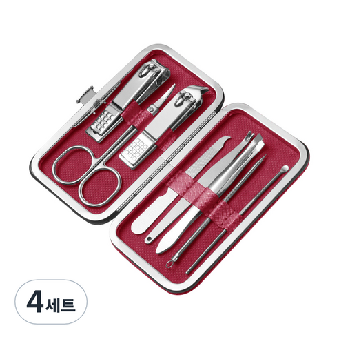 유즈윈 풀케어 손톱깎이 8종 세트, 레드, 4세트