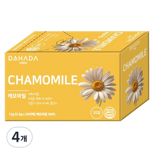 다하다 캐모마일 차, 4개, 20개입, 0.6g
