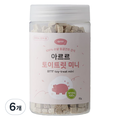 동원아르르 강아지 토이트릿 미니 동결건조 간식, 돼지안심, 55g, 6개
