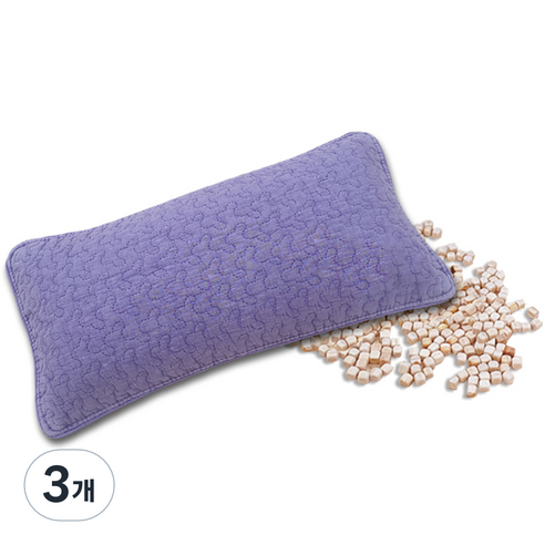 편백아트 프리미엄 편백 큐브칩 베이직 베개, 연보라(베개커버), 랜덤발송(속커버), 3개