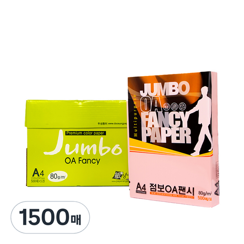 두성종이 OA팬시페이퍼점보 80g 500매입, P40-연분홍색, 1500매