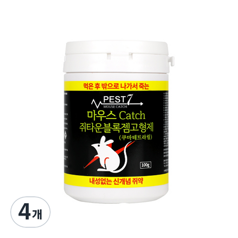 페스트7 마우스 캐치 쥐타운 블록젬 고형제 100g, 1개입, 4개