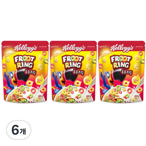 켈로그 후르트링 시리얼, 530g, 6개