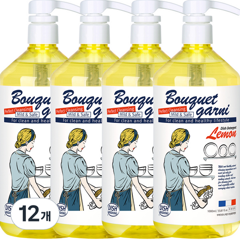 부케가르니 에코 주방세제 레몬향, 1000ml, 12개