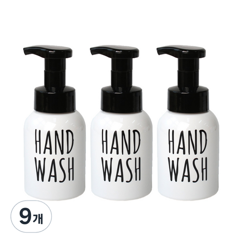로맨틱노벰버 원형 거품용기 레터링2 HAND WASH 300ml, 블랙(캡), 9개