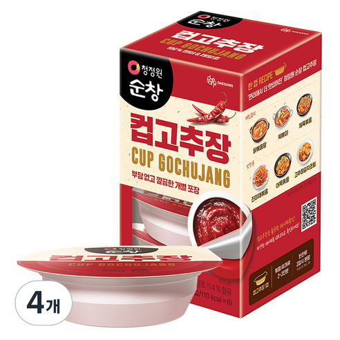 청정원순창 컵고추장 6p, 300g, 4개
