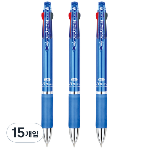 자바펜 제트 3볼 M 0.38mm, 블루, 15개입