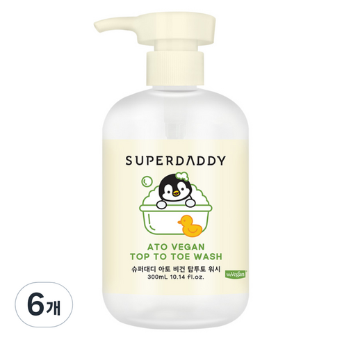 슈퍼대디 아토비건 탑투토워시, 300ml, 6개