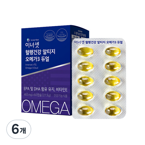 이너셋 혈행건강 알티지 오메가 3 듀얼 60p, 6개, 27.9g