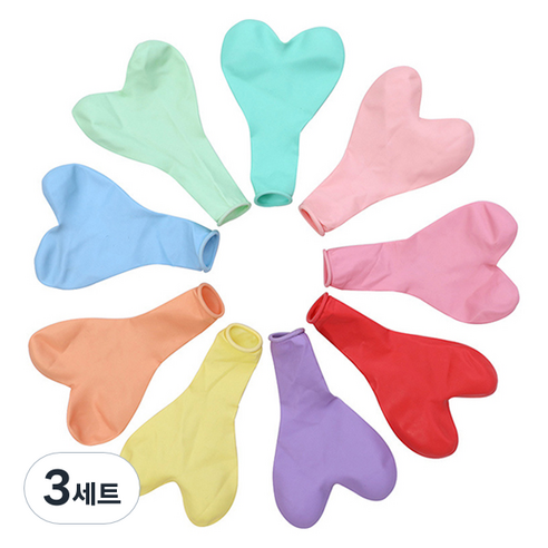 마켓감성 하트 생일풍선 100p 세트, 혼합색상, 3세트