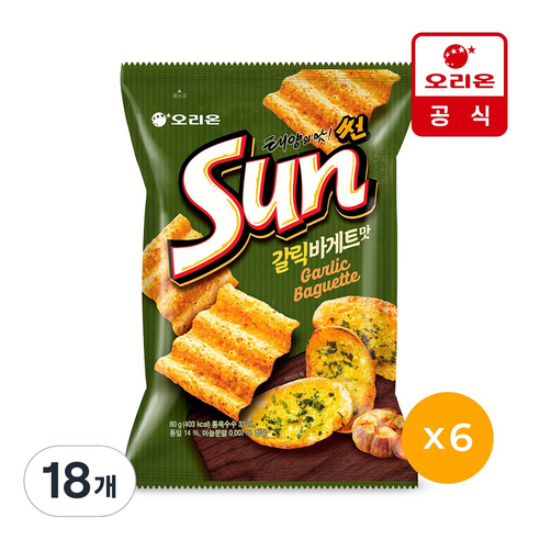 썬 태양의 맛 갈릭바게트맛, 80g, 18개