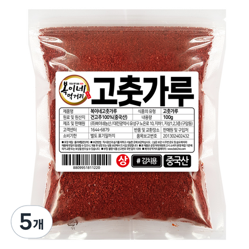복이네먹거리 고춧가루 보통맛 김치용 상, 100g, 5개