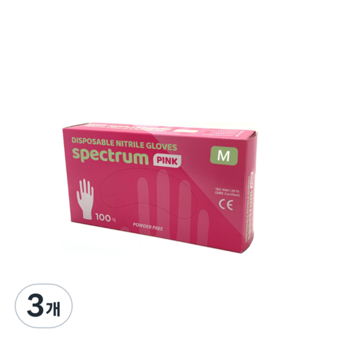 스펙트럼 니트릴 컬러장갑 핑크 M, 중(M), 3개