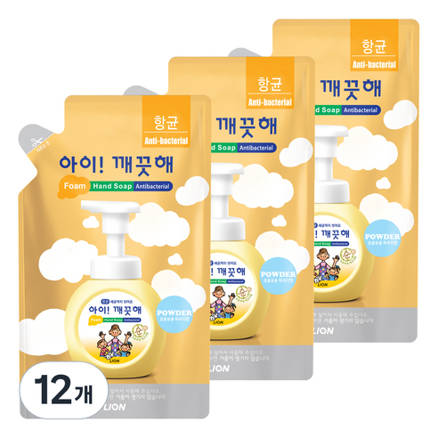 아이깨끗해 순 핸드워시 파우더향, 12개, 200ml