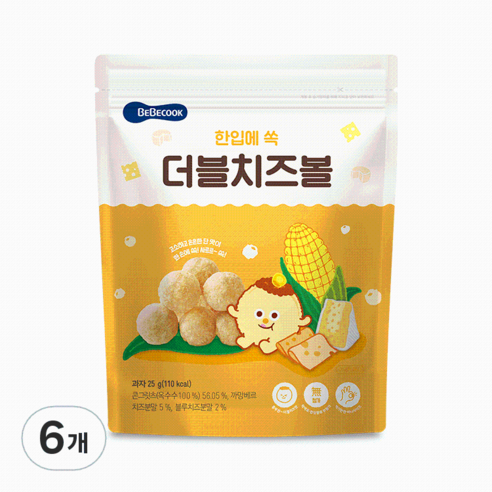 베베쿡 콘볼 과자, 6개, 더블치즈볼
