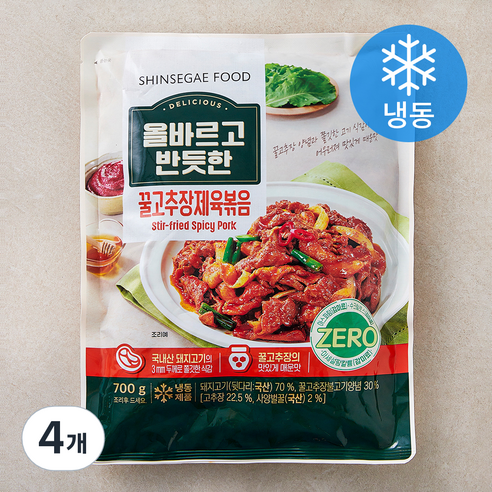 올바르고반듯한 꿀고추장 제육볶음 (냉동), 700g, 4개