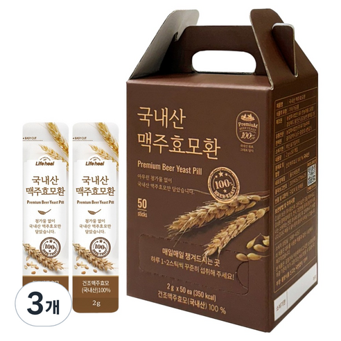 라이프힐 유기농마루 맥주효모환 50p, 100g, 3개