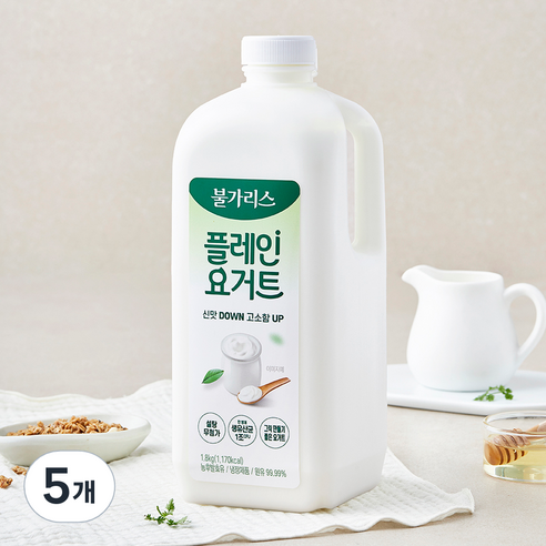 남양유업 불가리스 플레인 요거트, 1.8kg, 5개, 1개입