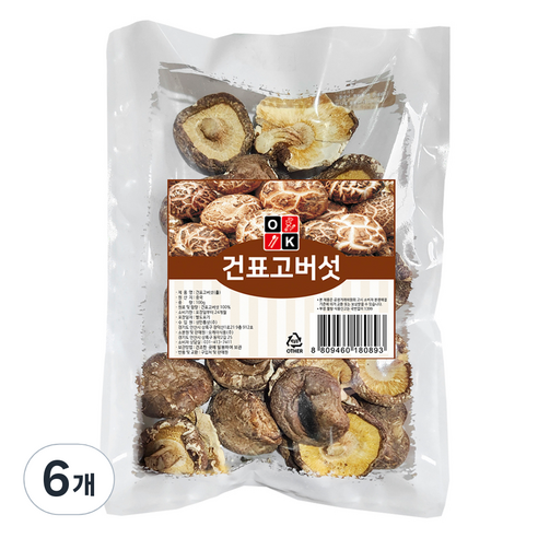 오케이 건 표고 홀버섯, 100g, 6개