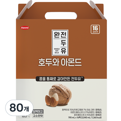 완전두유 호두와 아몬드향, 190ml, 16개