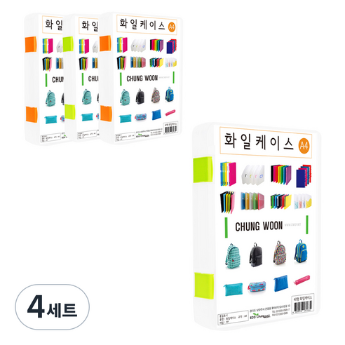 에코청운 PP 화일 케이스 2종 x 2p 세트 310 x 235 x 40 mm, 투명, 4세트