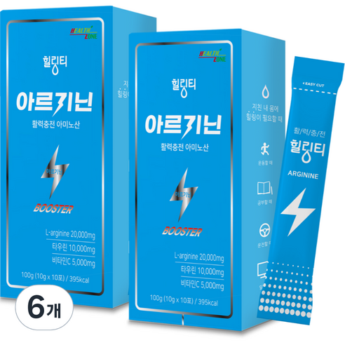 힐링티 아르기닌 활력충전 아미노산 부스터, 10회분, 100g, 6개