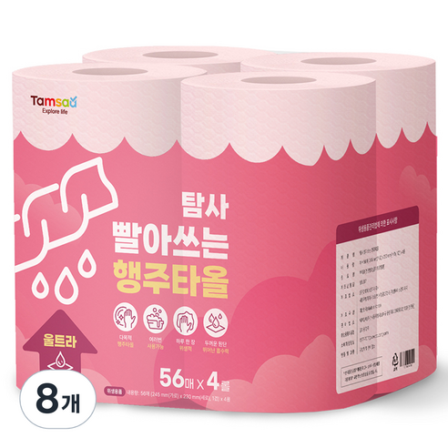 탐사 빨아쓰는 도톰한 위생행주 고급형, 56매, 8개