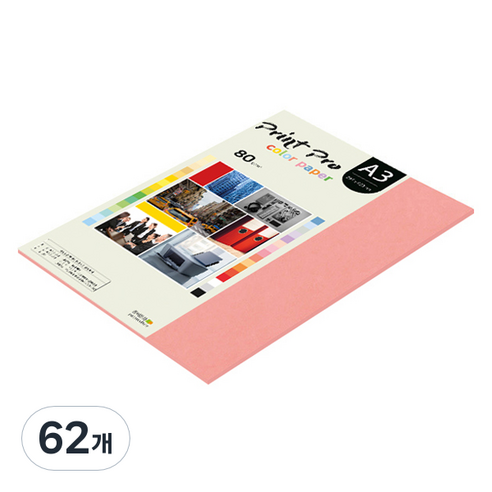 종이문화 프린트프로 칼라복사지 80g No 25 새몬, A3, 62개