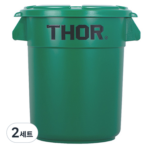 토르컨테이너 원형 캠핑 수납 보관함 1단 12L + 덮개 세트, GREEN, 2세트