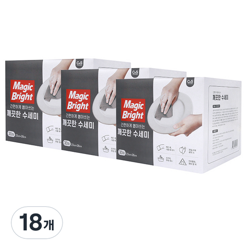 매직브라이트 간편하게 뽑아쓰는 깨끗한수세미 30p, 18개