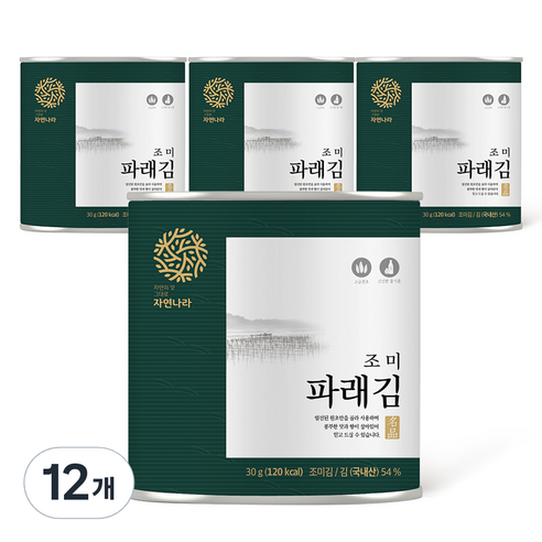 자연나라 조미 파래김 캔, 30g, 12개