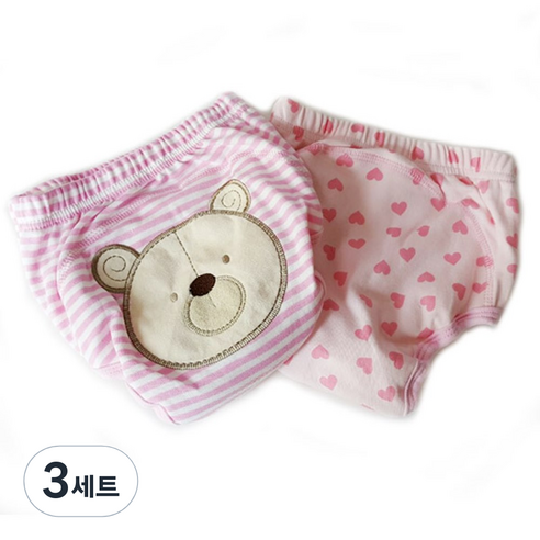 조이멀티 배변훈련팬티 2입, 아기곰D (핑크), 3세트