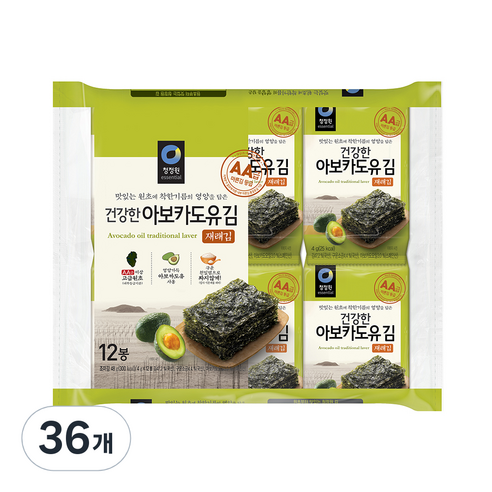 청정원 건강한 아보카도유김 재래김, 48g, 3개