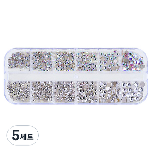 트렌드 데코 평스톤 네일파츠, 크리 + ab크리, 5세트