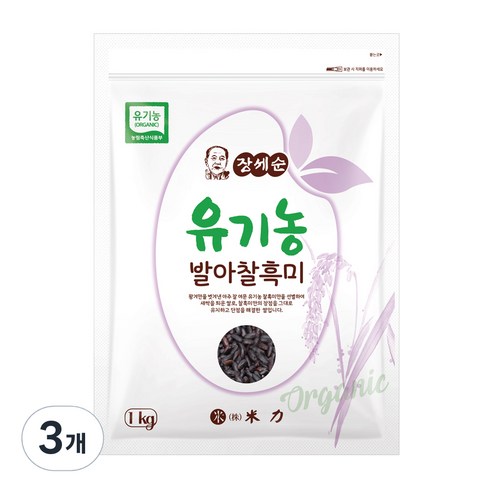 장세순 유기농 발아 찰흑미, 1kg, 3개